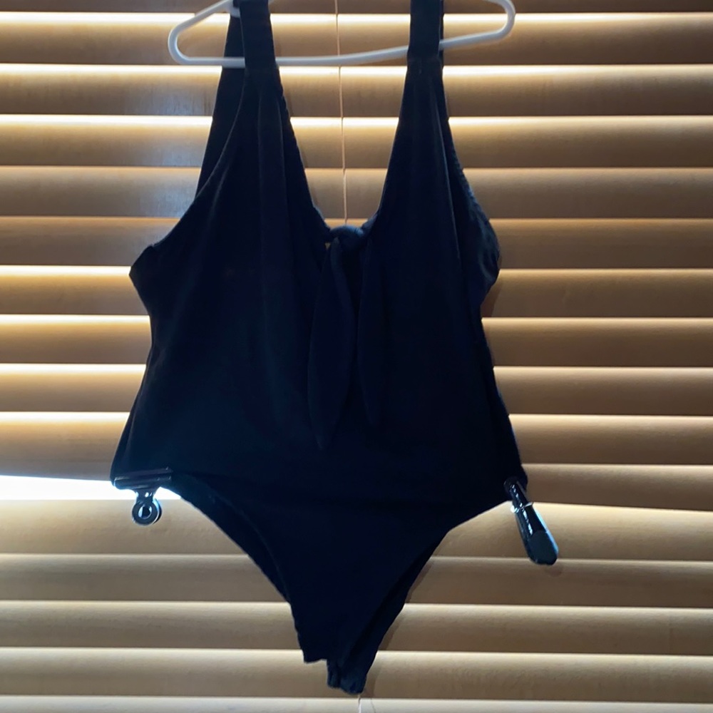 Black bodysuit with tie in front